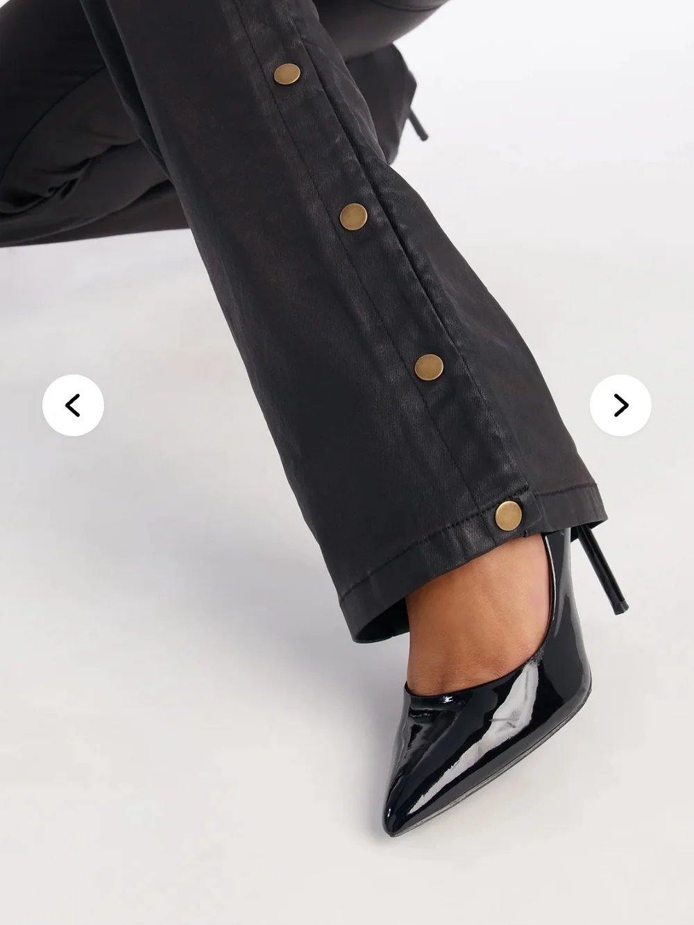 Fashion Nova Dark Brown Snap-Detail Bootcut Pants